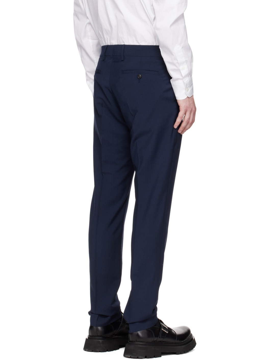 Navy Cigarette Fit Trousers - 3