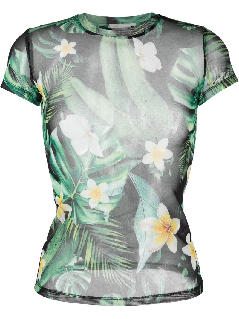 sheer graphic-print T-shirt 1