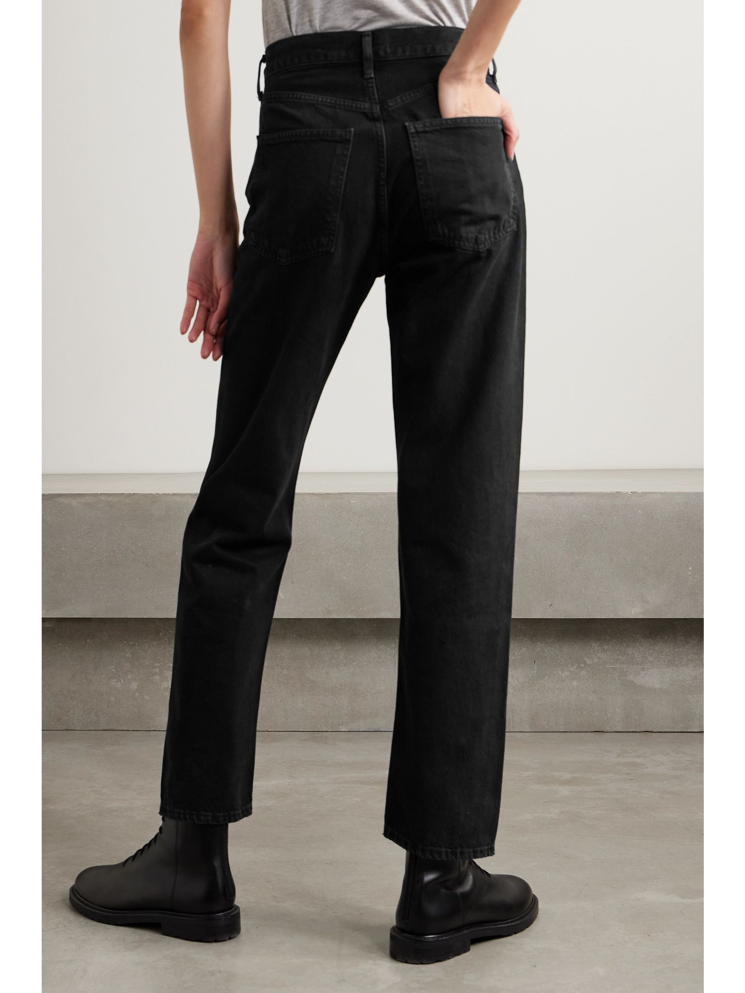 '90s Pinch Waist high-rise straight-leg recycled jeans Black - 4
