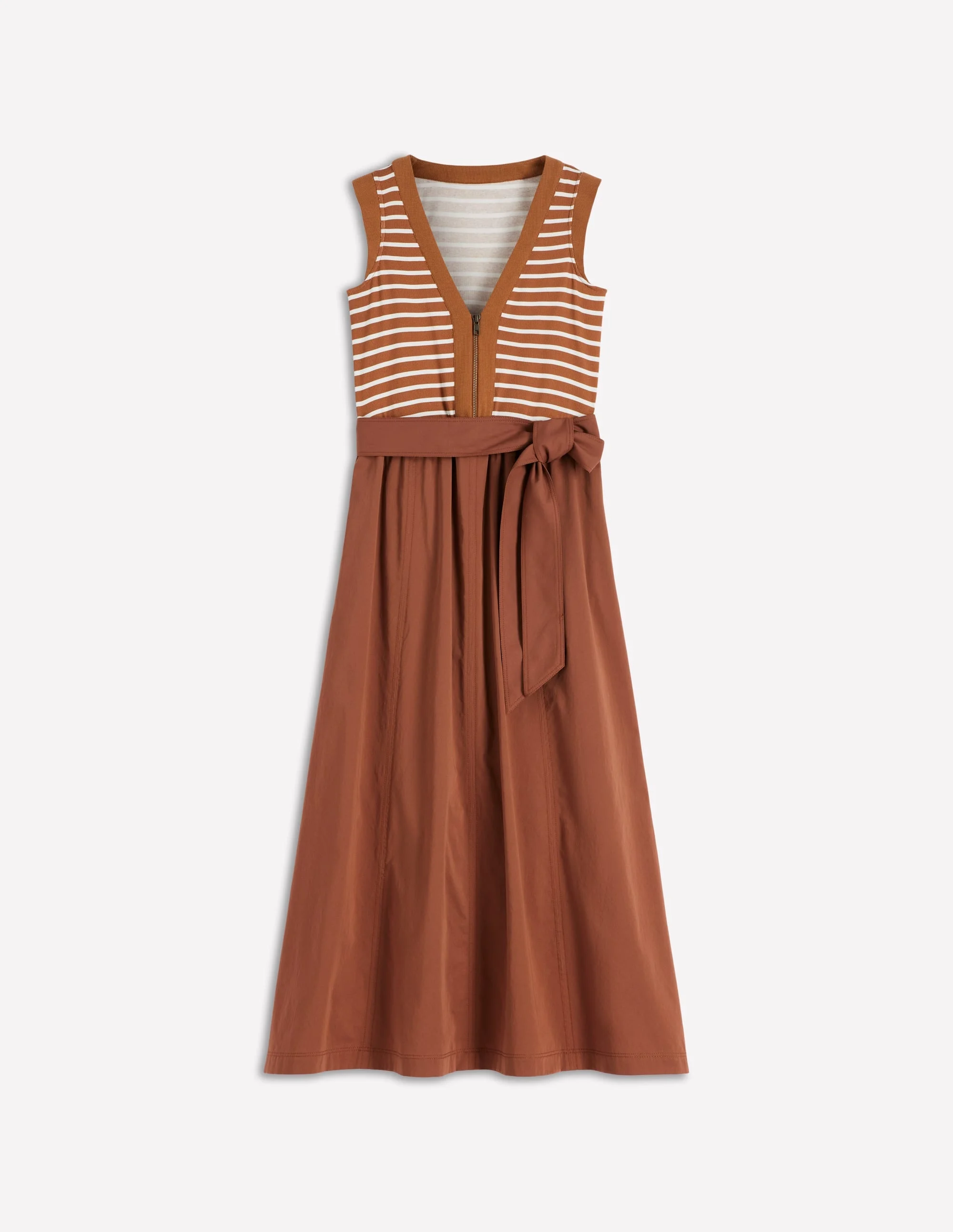 Zip-front Mix Media Dress-Ginger and Ivory Stripe - 1