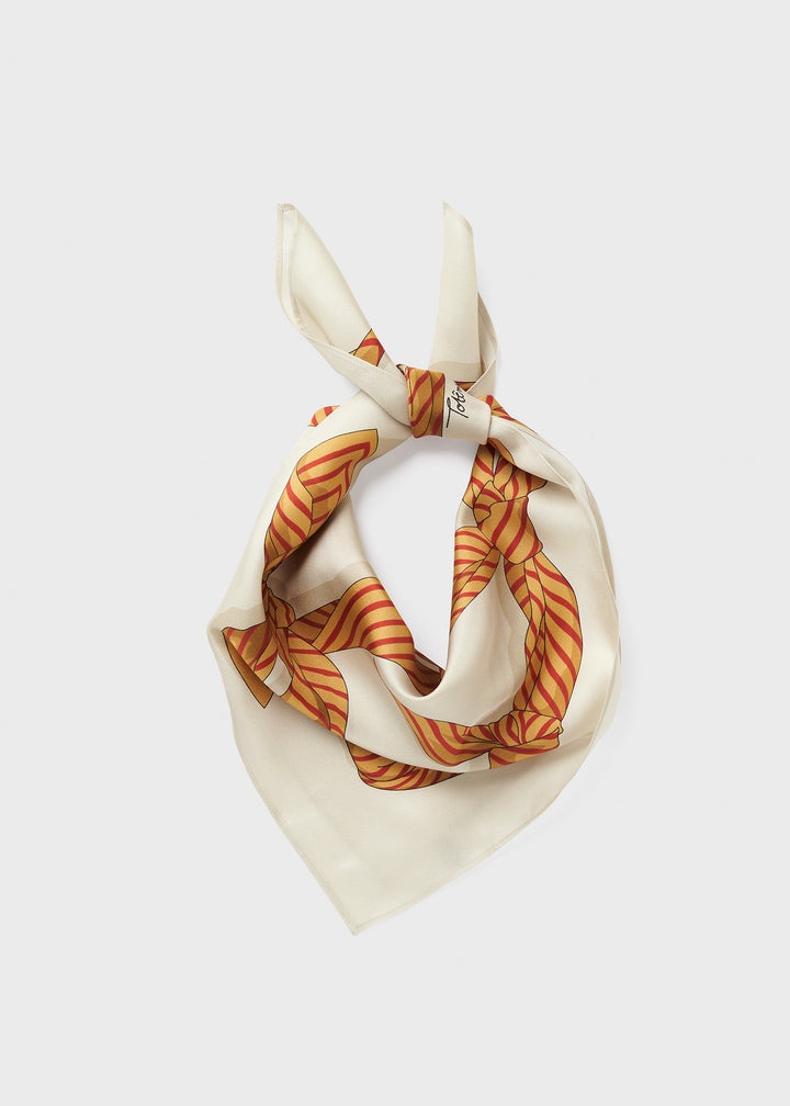 Knotted monogram silk scarf bloody mary - 7