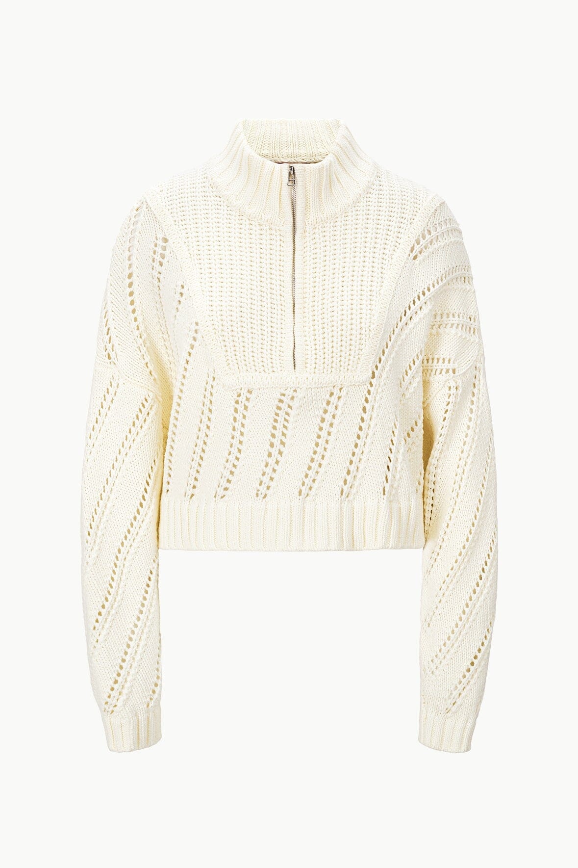 STAUD CROPPED HAMPTON SWEATER IVORY - 1