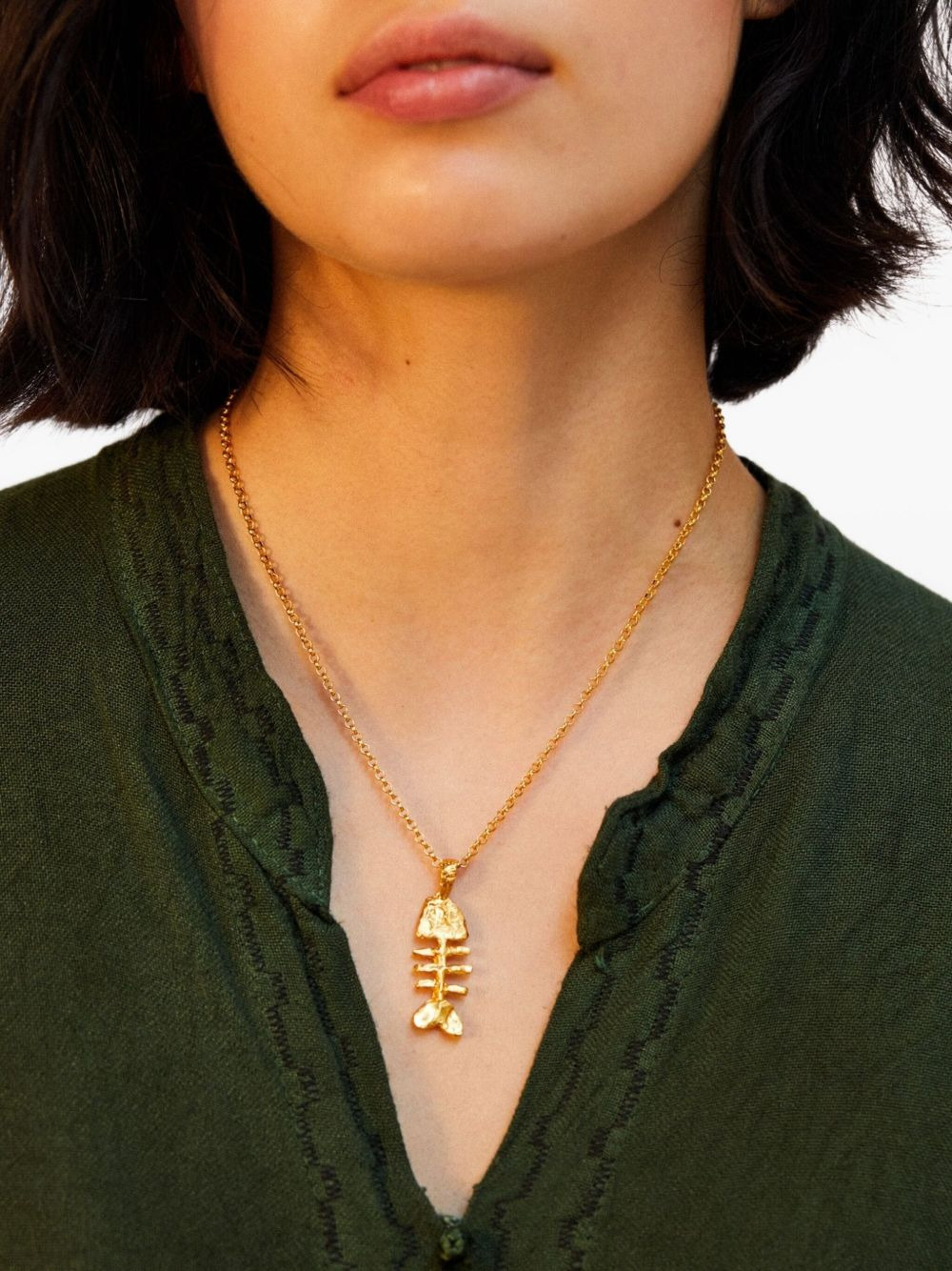 The Silhouette Of Summer fishbone chain necklace - 2