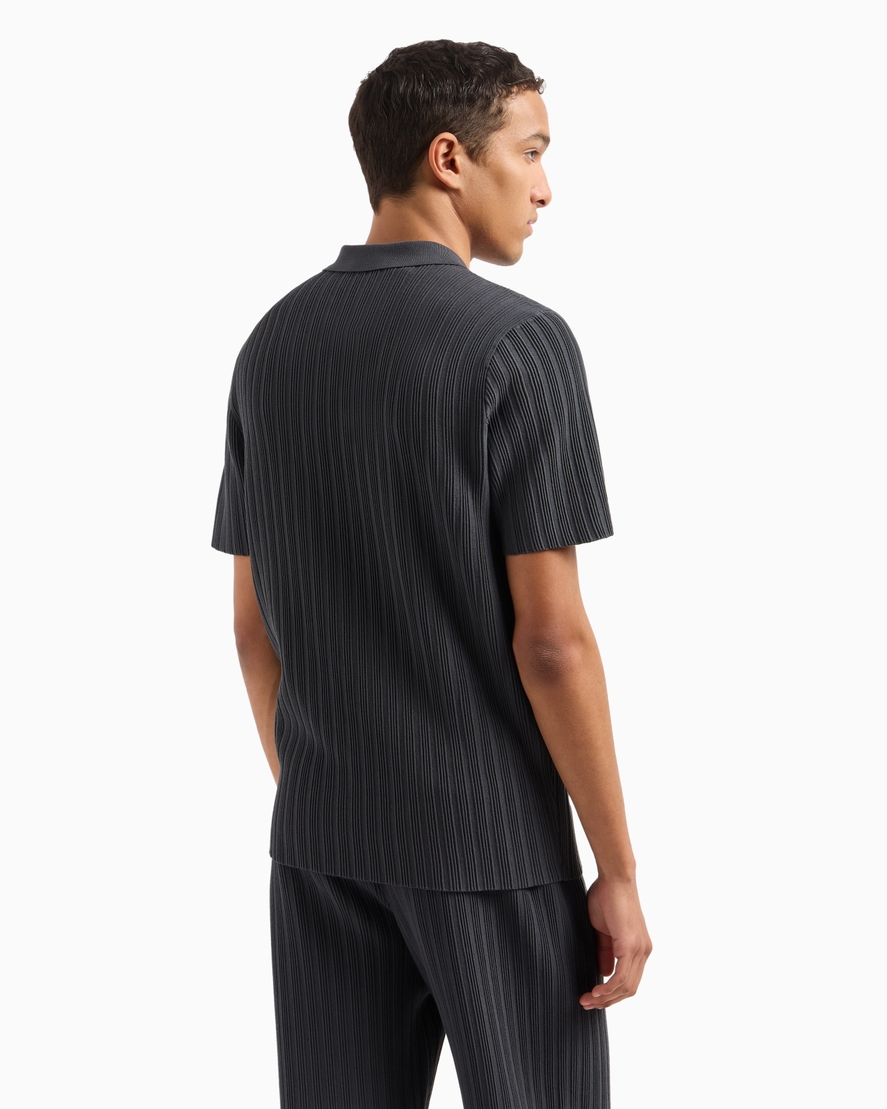 ICON VERTICAL OTTOMAN-STITCH VISCOSE POLO-NECK JUMPER - 3