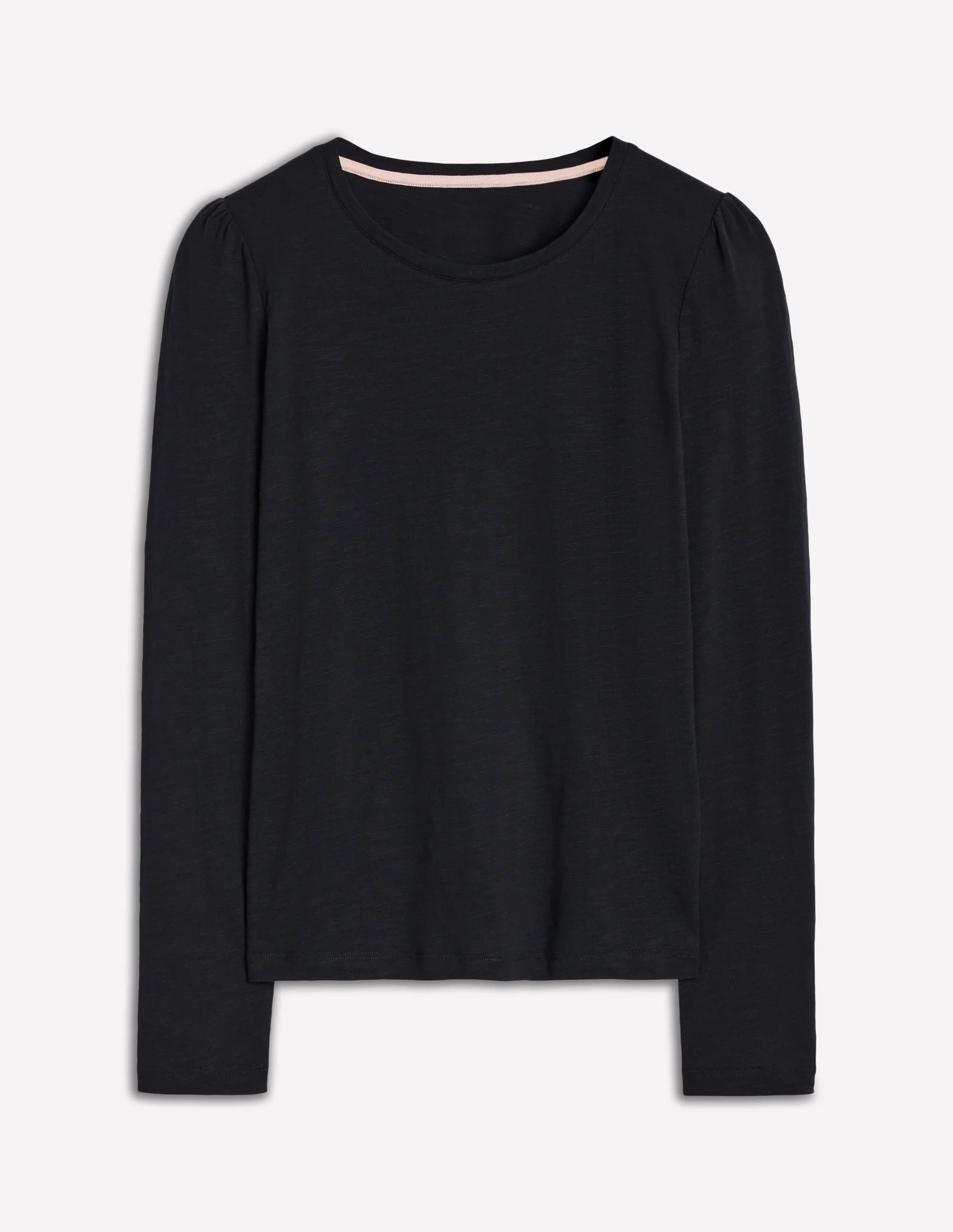 Cotton Crew Long Sleeve Top-Black - 1
