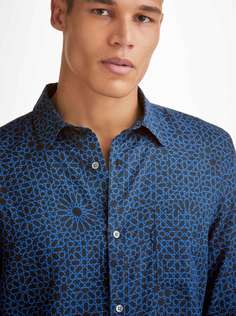 Men's Shirt Milan 23 Linen Navy - 5