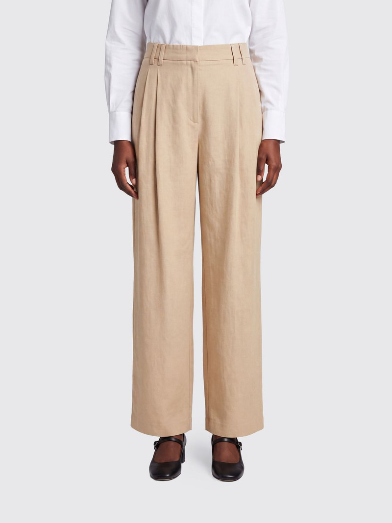 BRUNELLO CUCINELLI High-Waisted Pleated Wide-Leg Trousers in a Cotton Blend 1