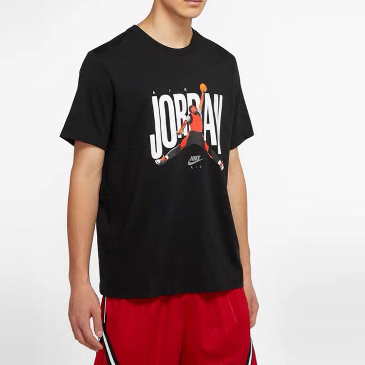 Air Jordan Printing Logo Round Neck Short Sleeve 'Jumpman Black' CJ6307-010 - 5