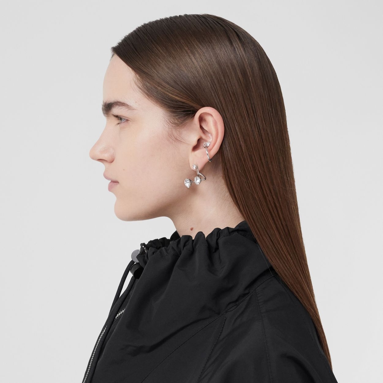 Crystal Detail Palladium-plated Ear Cuff - 2