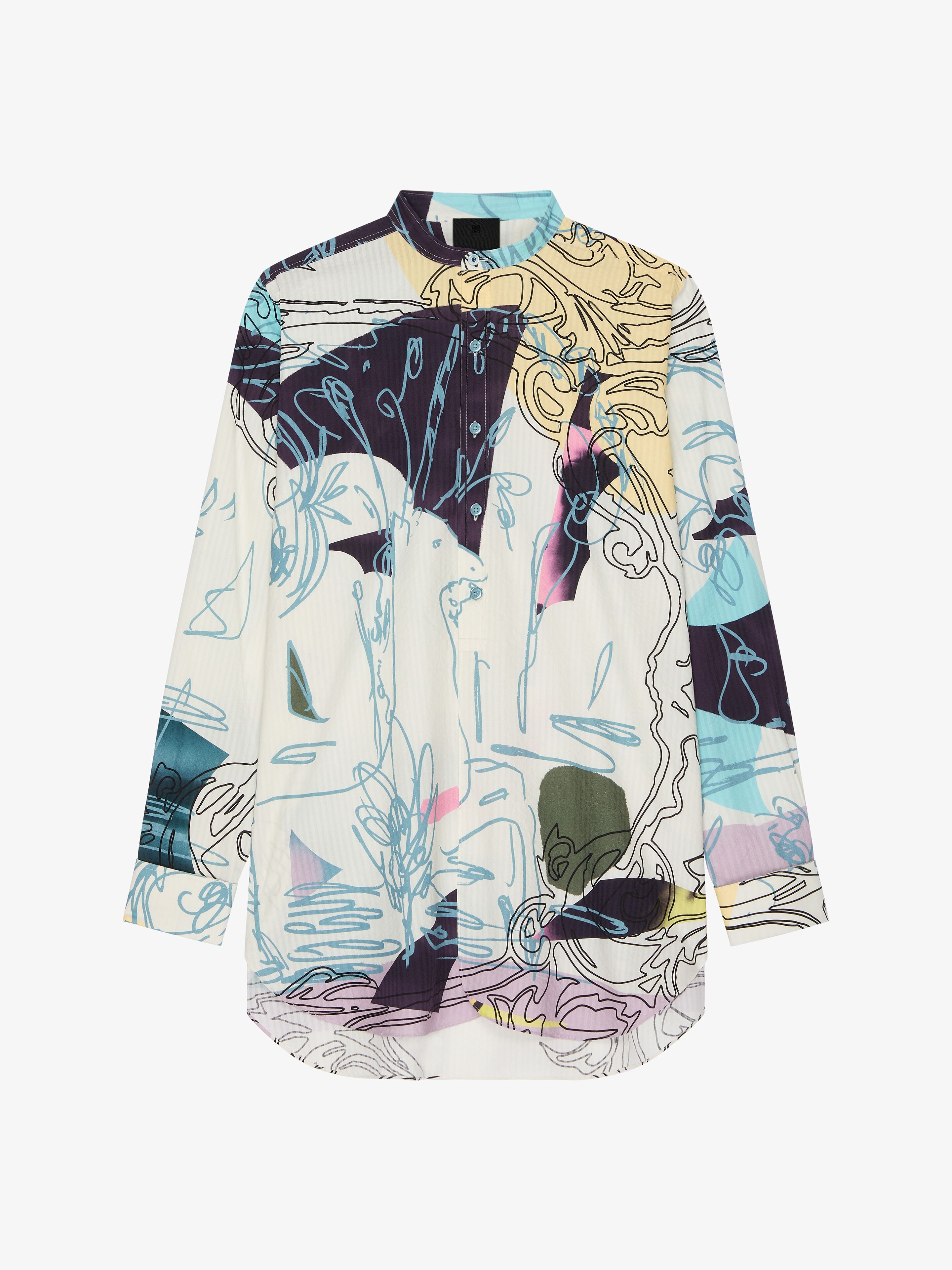 PRINTED SHIRT IN SEERSUCKER COTTON - 1