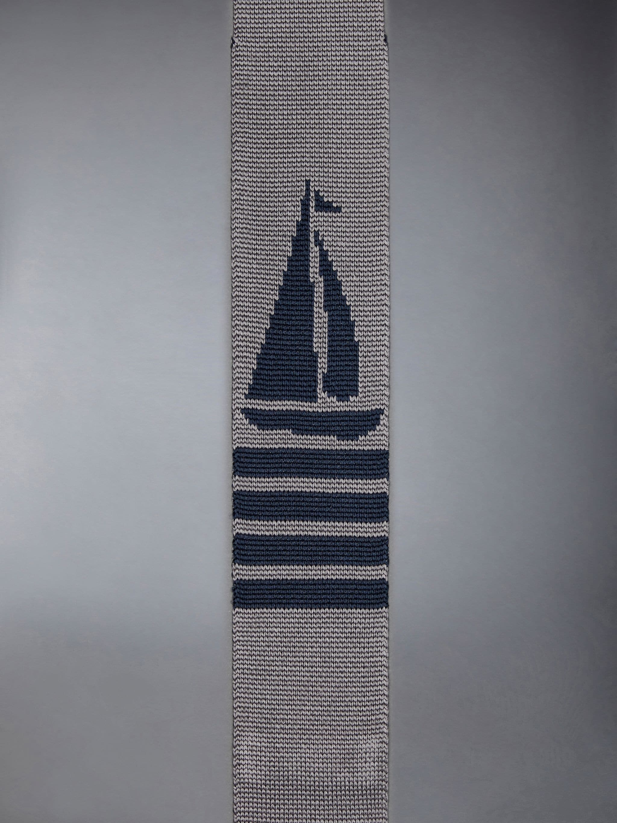 Silk Sailboat Icon Jacquard Knit 4-Bar Tie - 4