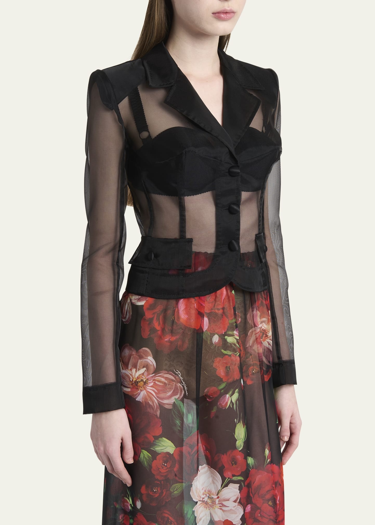 Vernice Sheer Tulle Crop Jacket - 4