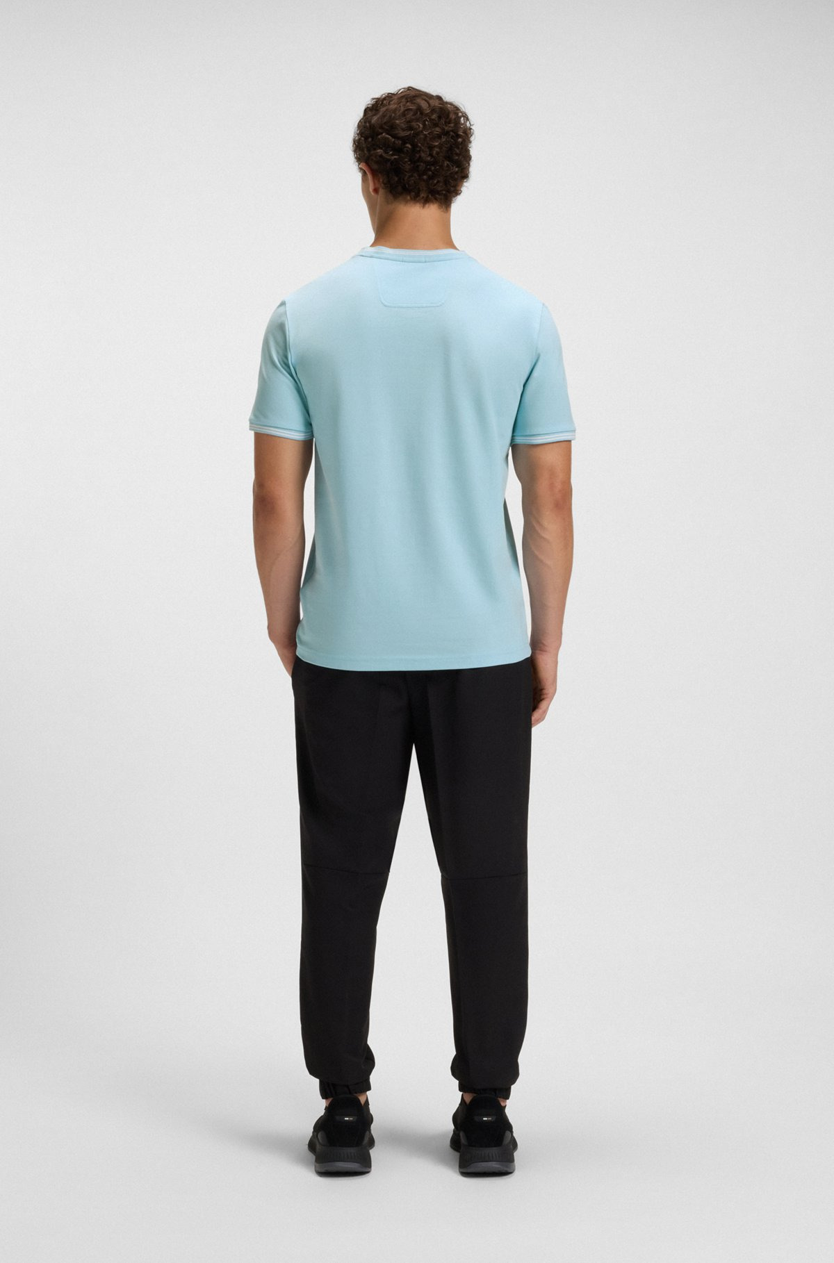 STRETCH-COTTON T-SHIRT WITH STRIPES AND LOGO - 5