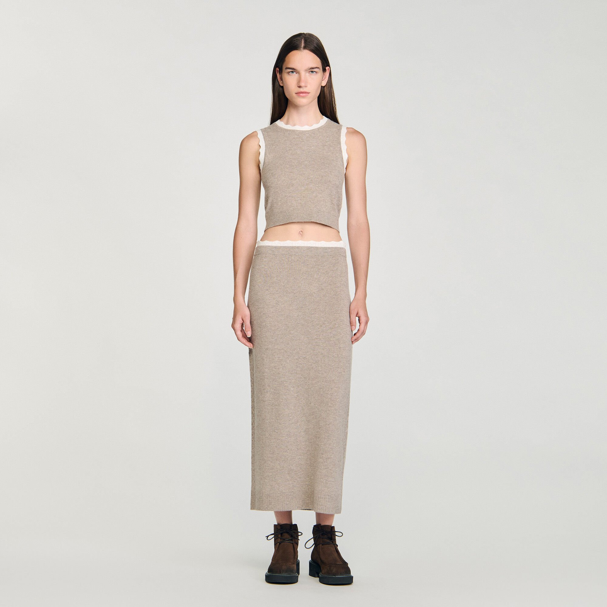 MAXI TWO-TONE KNIT SKIRT - 2