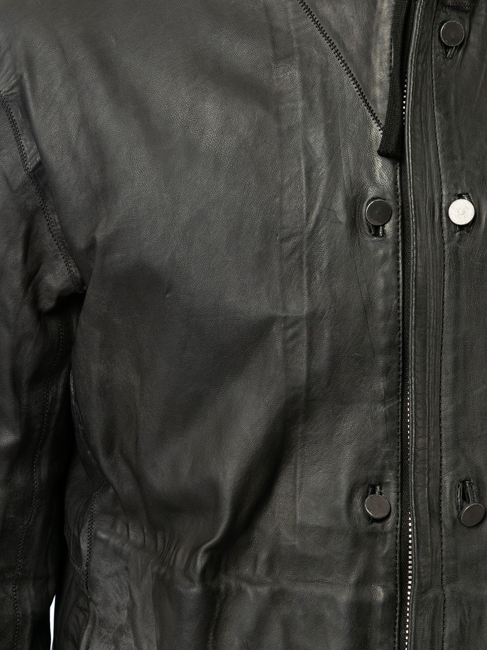 waxed-effect biker jacket - 5