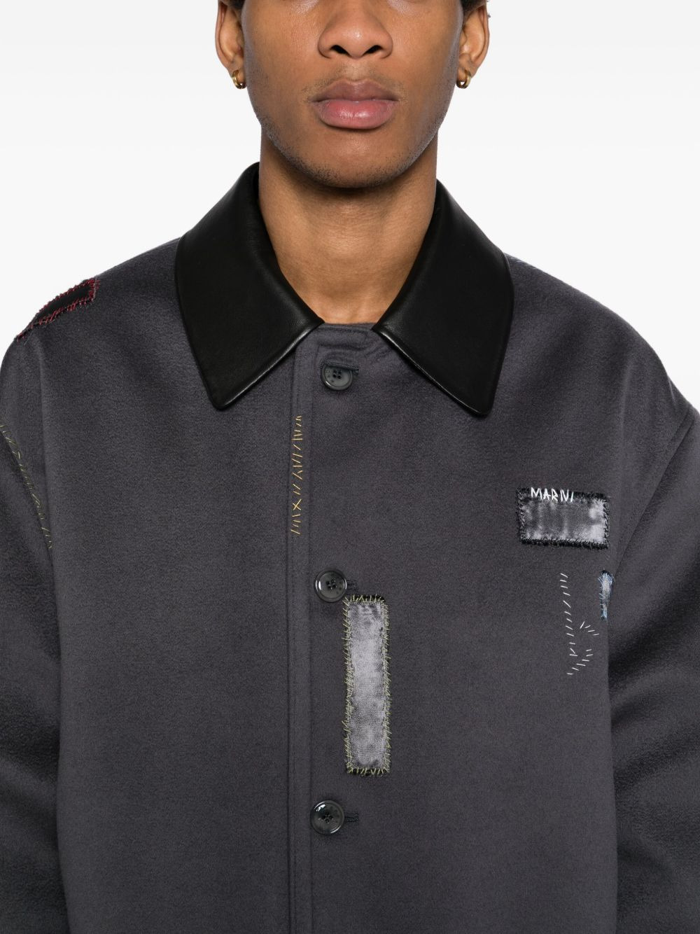 LEATHER COLLAR JACKET - 3