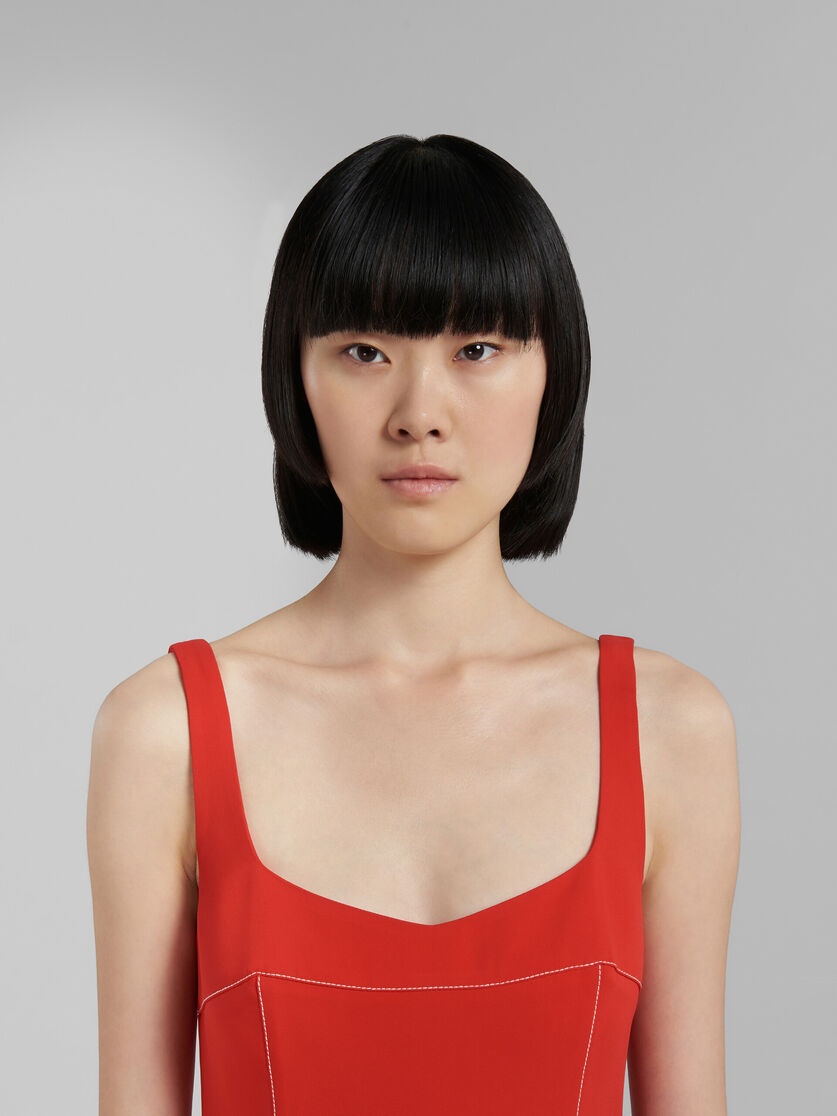 RED CADY SHEATH DRESS WITH FLOUNCE HEM - 4