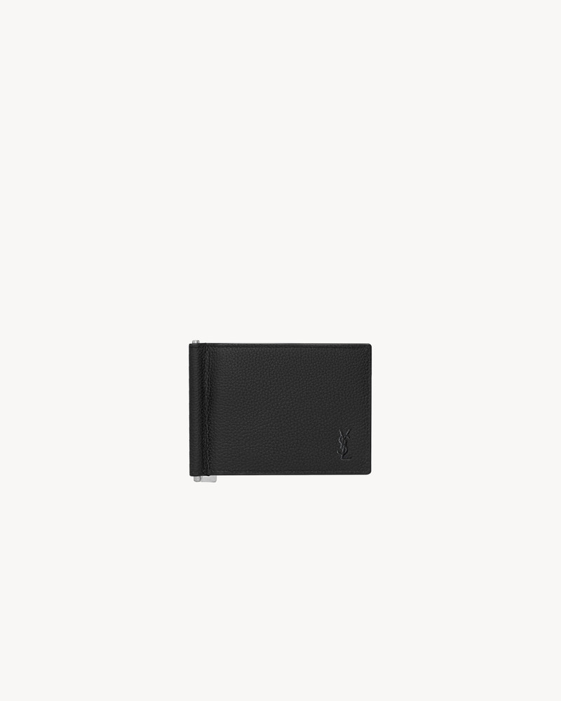 CASSANDRE SHADOW SAINT LAURENT BILL CLIP WALLET IN GRAINED LEATHER 1
