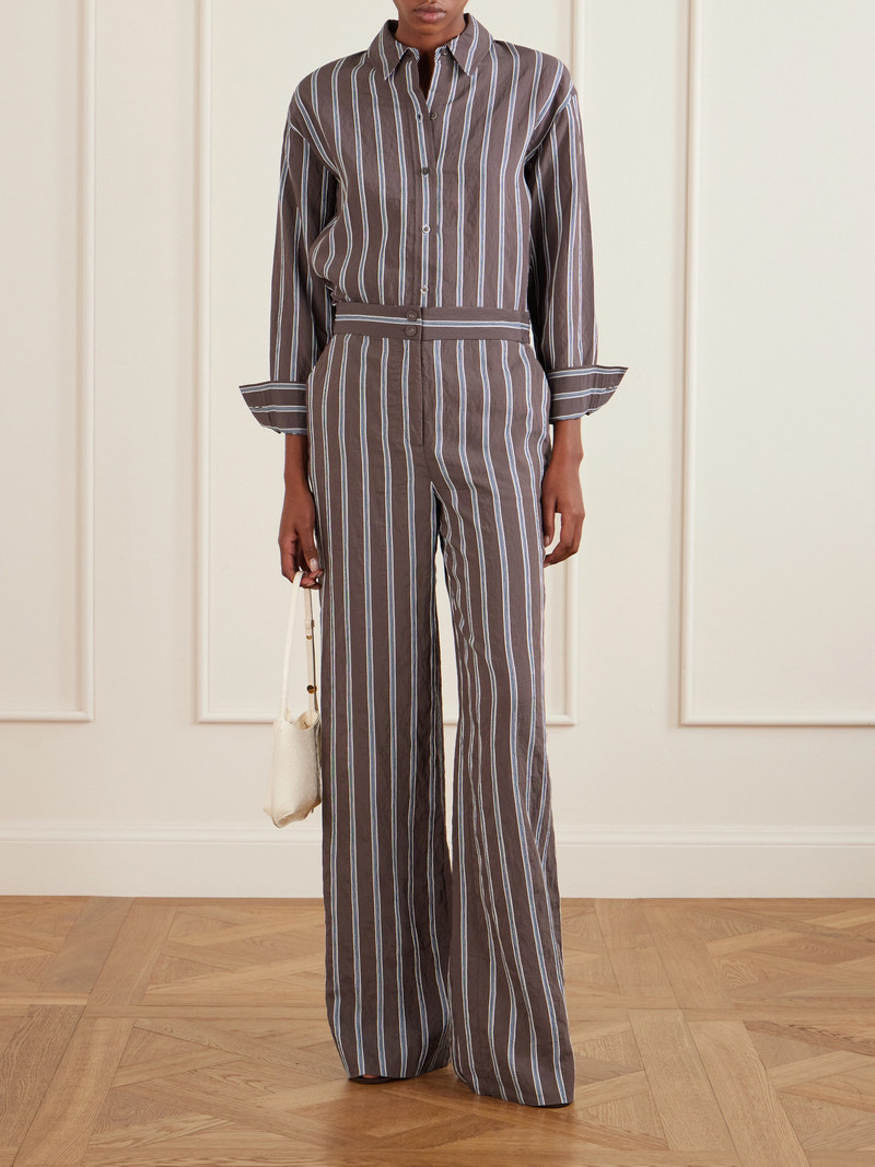 VERONICA BEARD Striped Woven Wide-leg Pants outlook