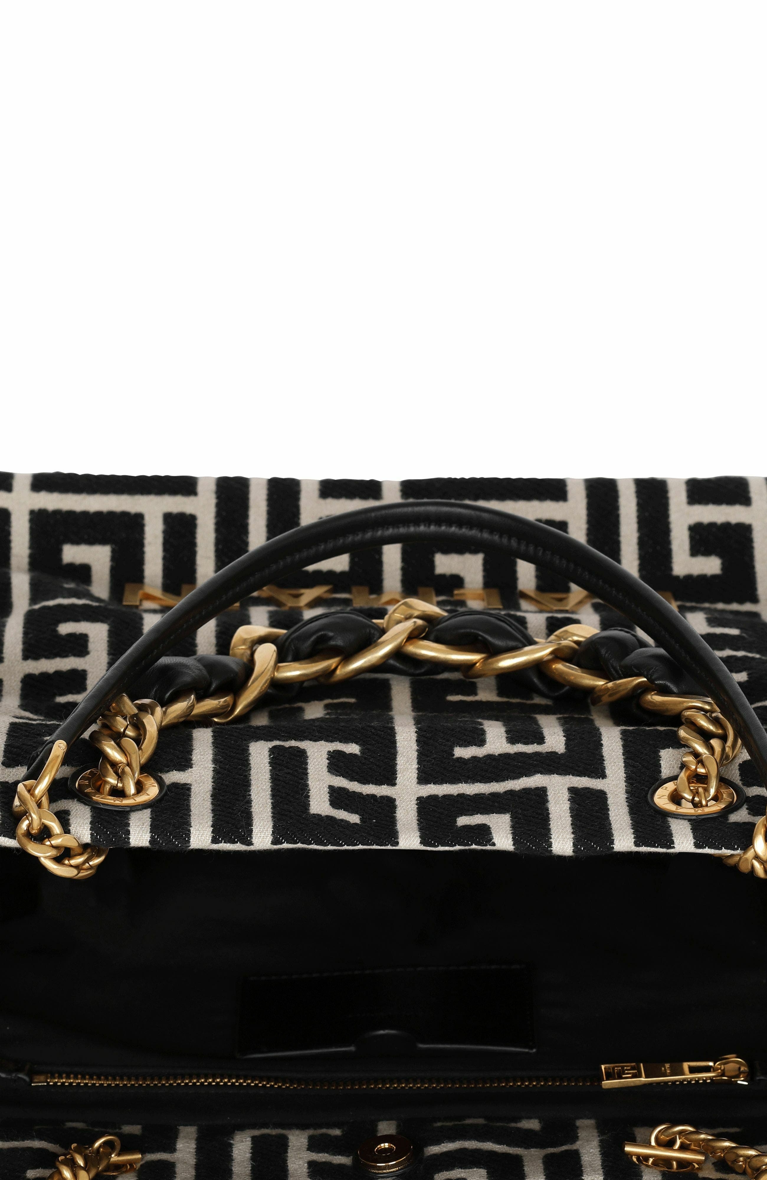 Balmain 1945 Soft PB-monogrammed jacquard canvas tote bag in Black at Nordstrom - 3