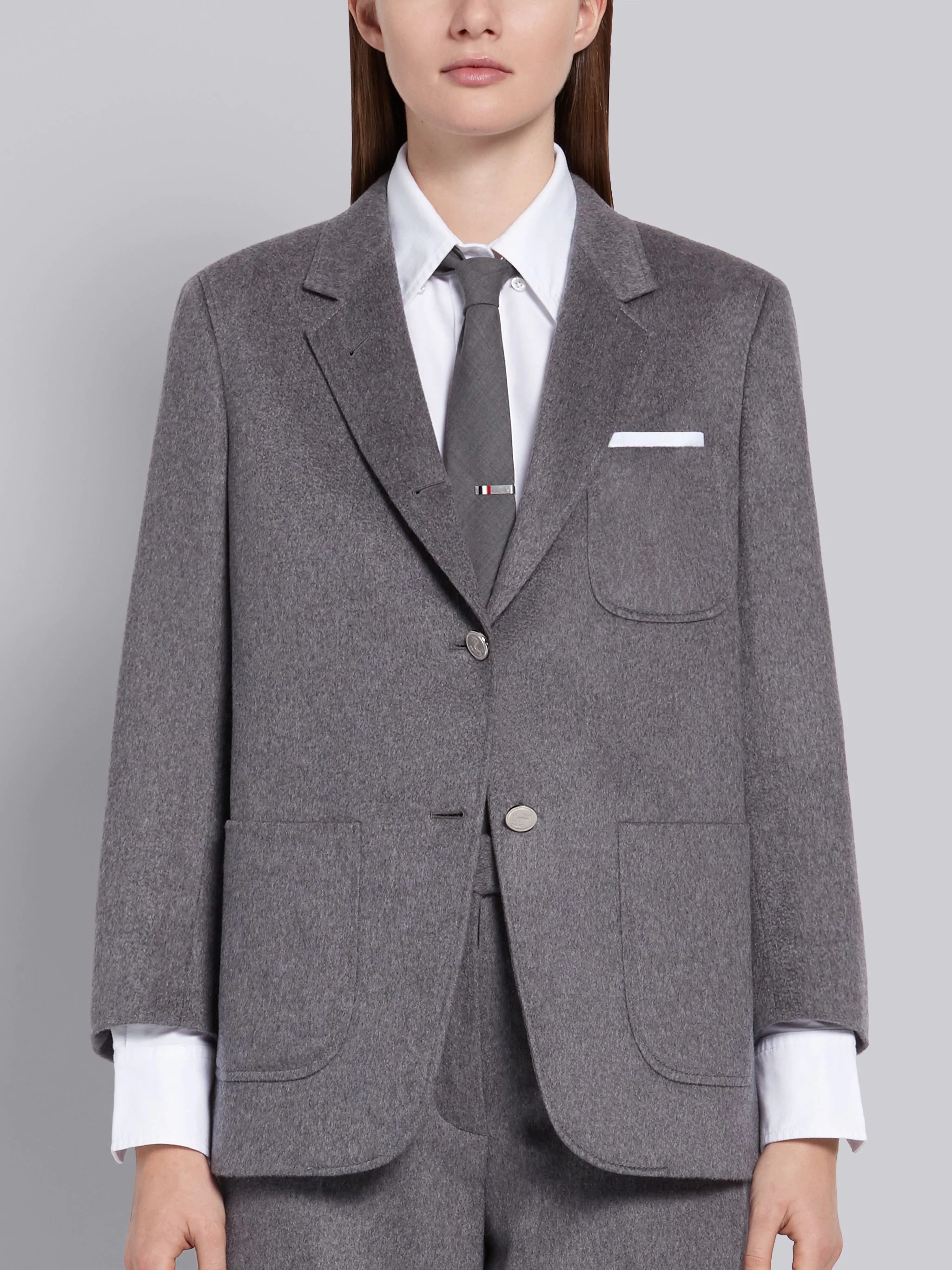 Medium Grey Cashmere Sack Jacket - 1