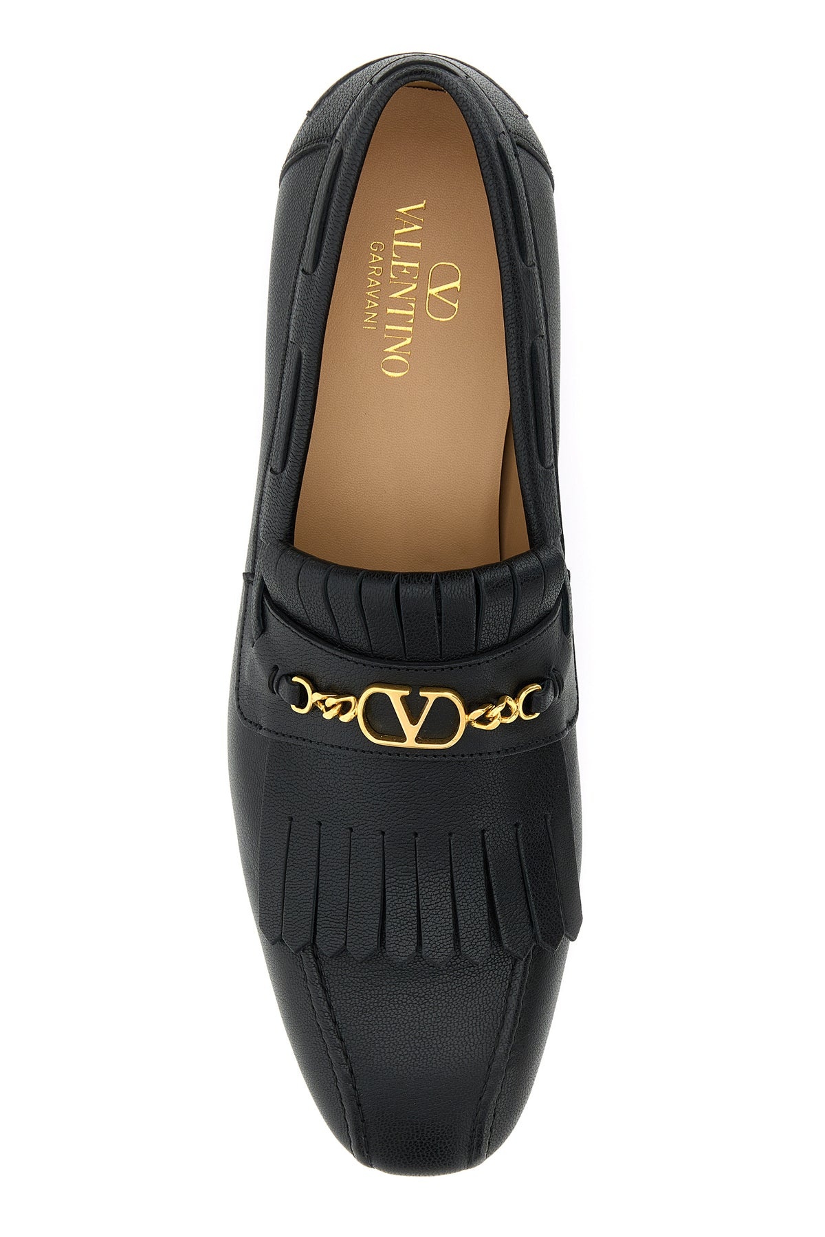 Black leather VLogo Signature loafers - 4