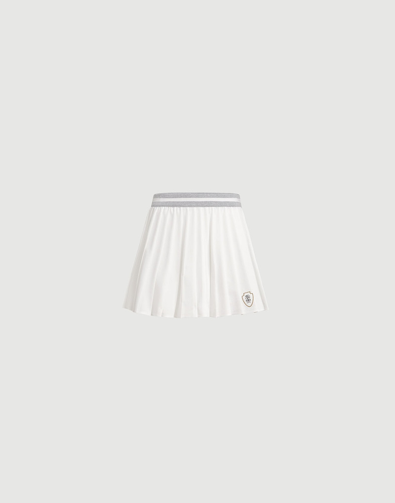 Techno poplin pleated skirt with logo 1