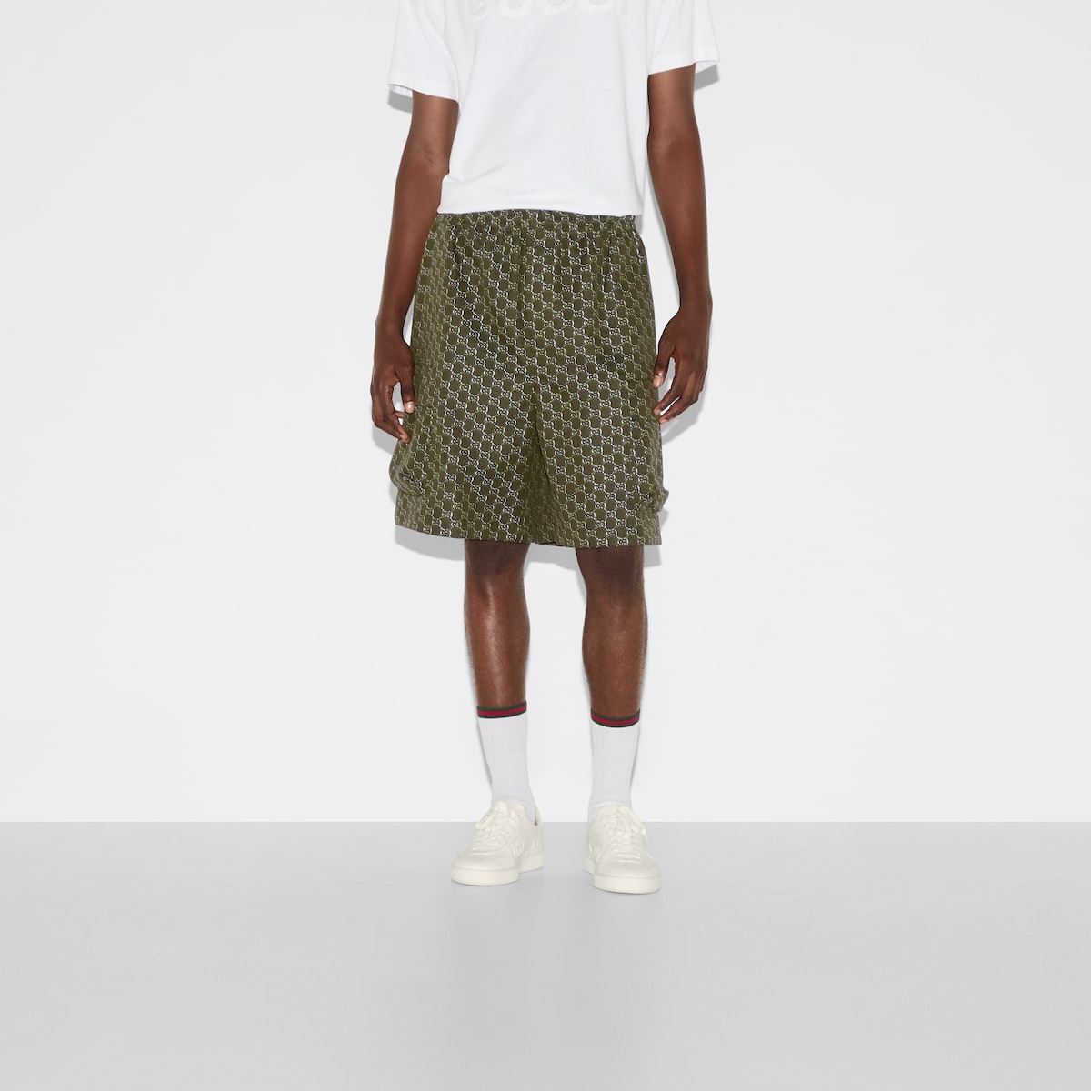 Cotton jacquard shorts with GG Shadow - 3