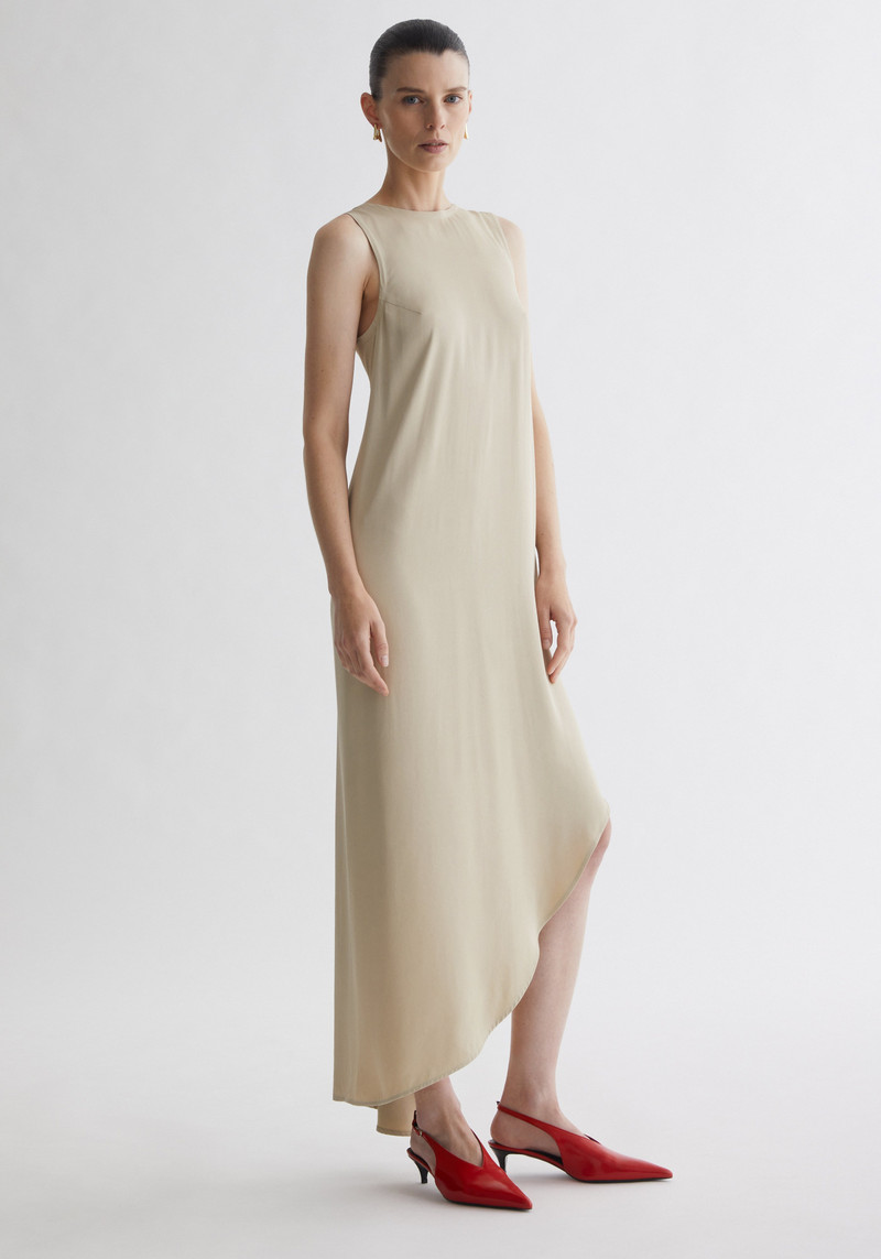 GLAZE Asymmetric satin maxi dress 1