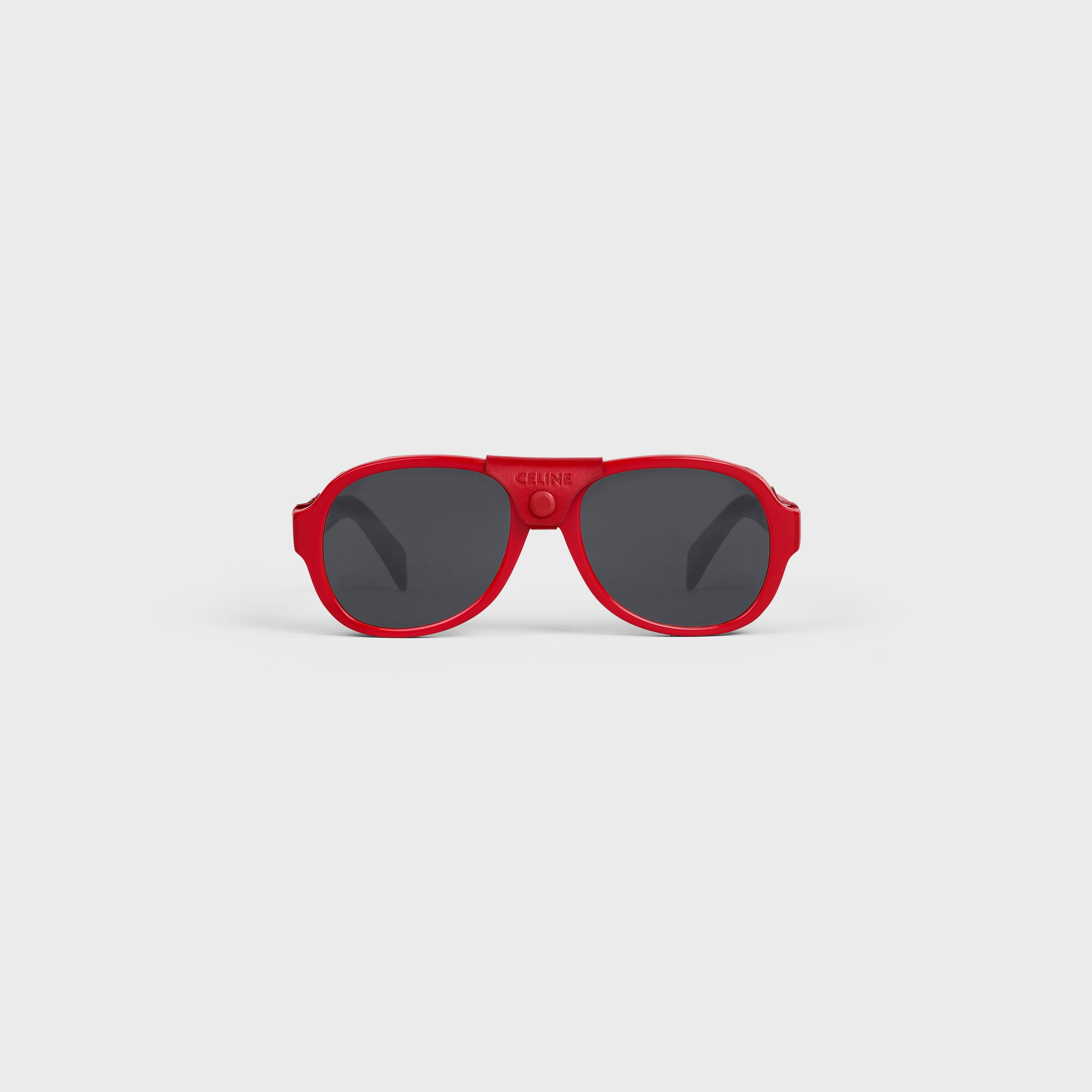 Black Frame 57 Sunglasses in Acetate with Leather - 1