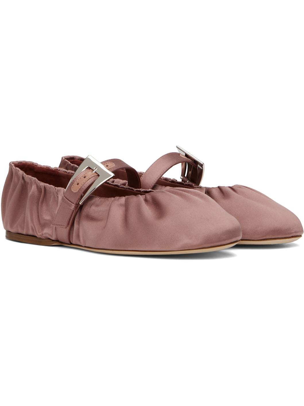 Pink Sveva Plisse Buckle Ballerina Flats - 4