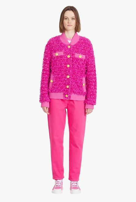 Balmain x Barbie - Pink tweed bomber jacket - 4