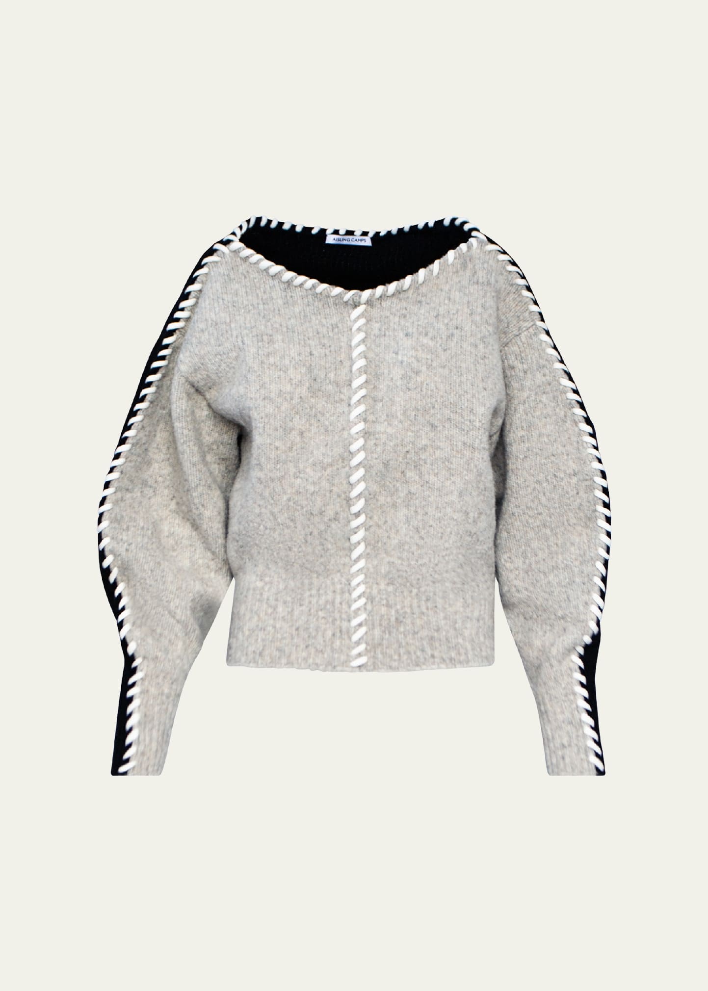 Whip Stitch Wool Cropped Pullover - 1