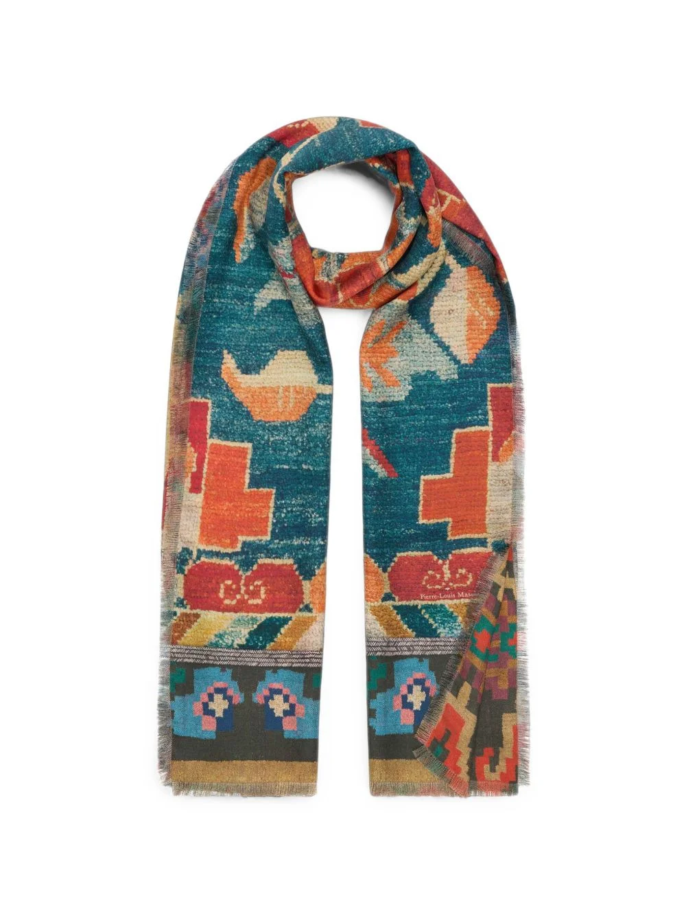 Fancy geometric floral-print scarf - 1