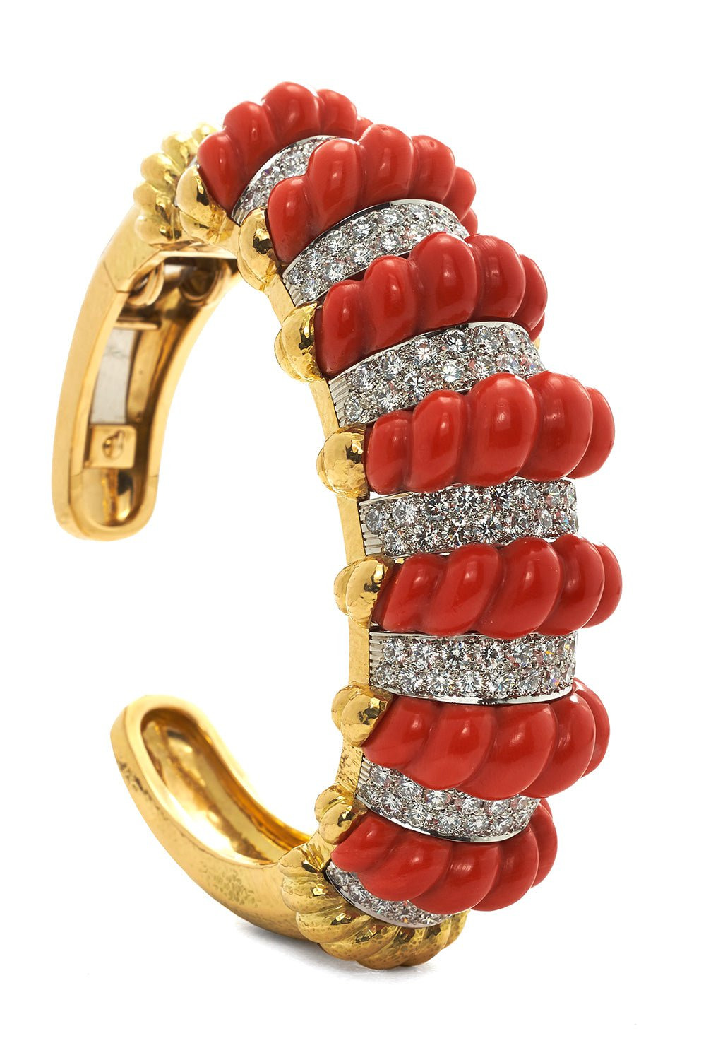 Carved Coral Cuff Bracelet - 1