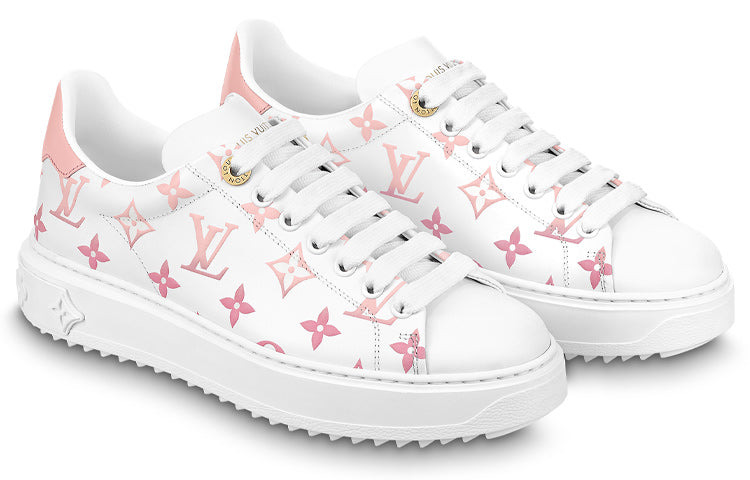 (WMNS) LOUIS VUITTON Time Out Sneakers 'White with Pink Monogram' 1AAEG2 - 2