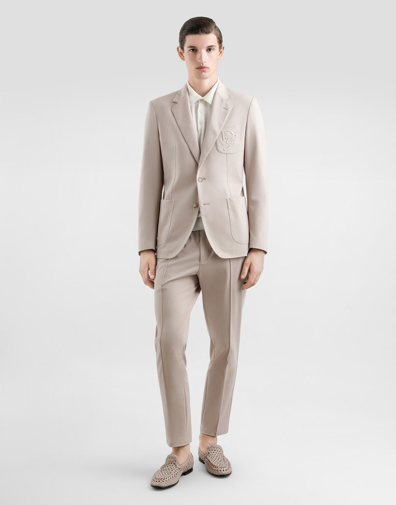 Dolce & Gabbana Single-breasted stretch jersey jacket with logo embroidery outlook