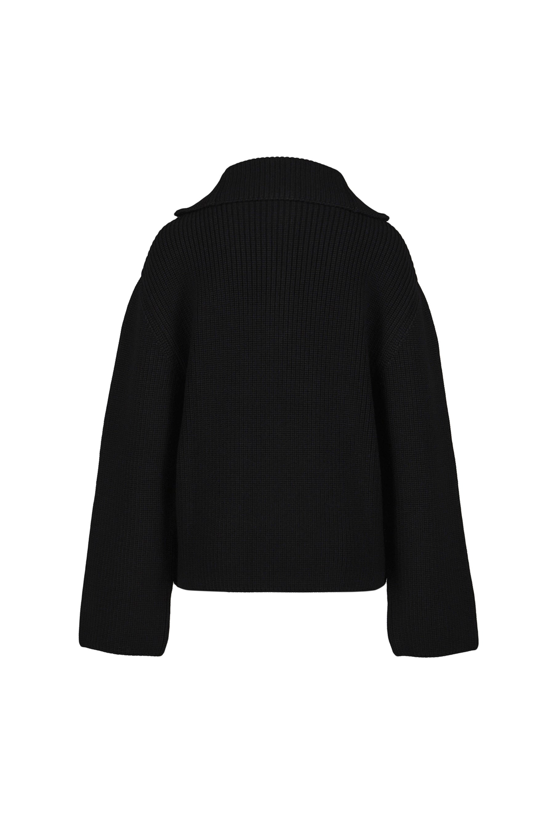 RIBBED WOOL TRUCKER SWEATER / BLK - 2