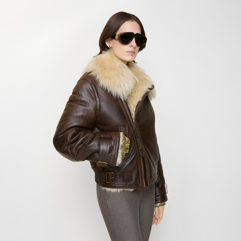 Cropped Shearling Aviator Jacket 3