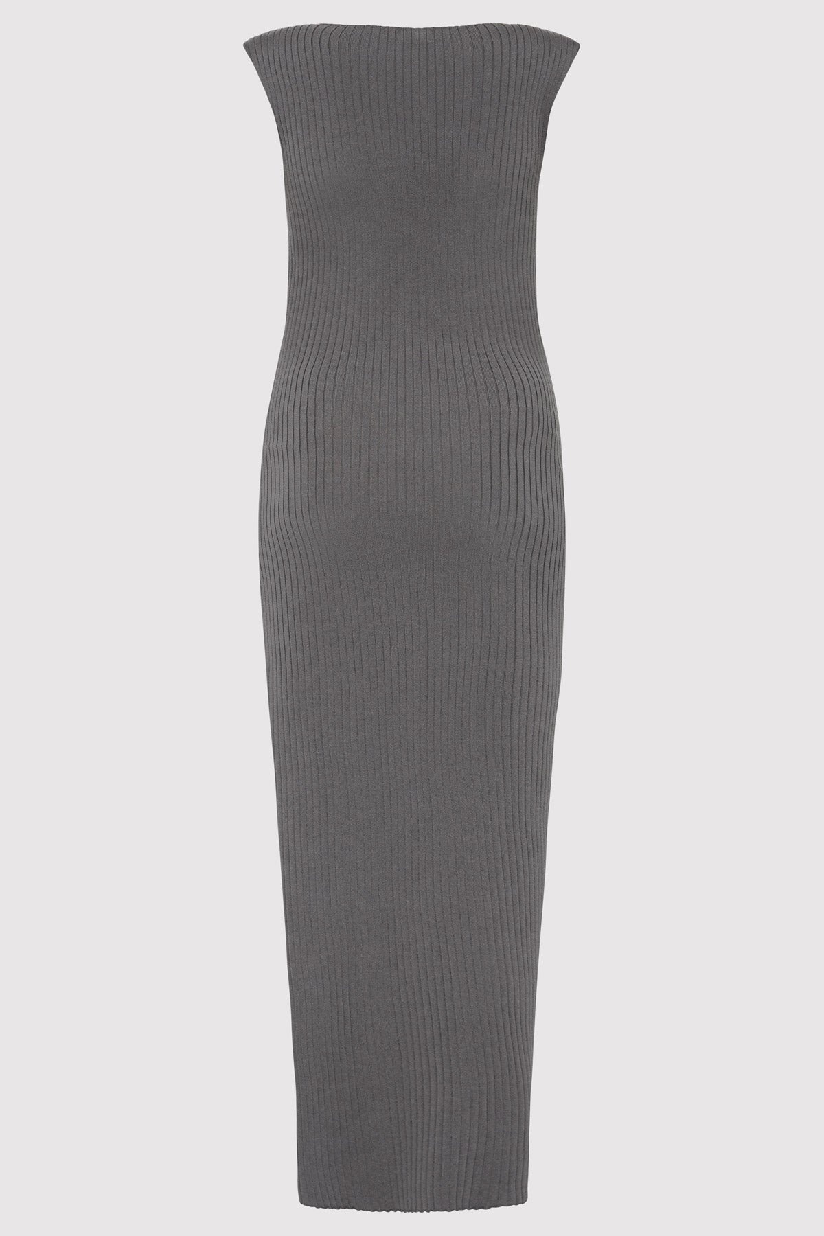 Cut Away Knit Dress - Stone Grey - 8