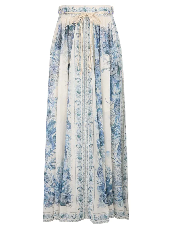 Wanderlust A-Line Maxi Skirt in Blue Toile - 1