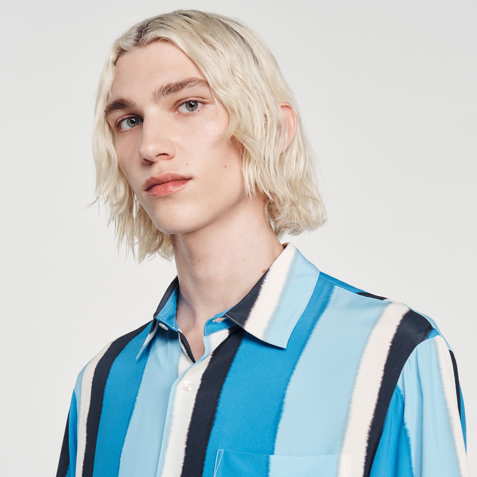 Flowing striped short-sleeved shirt - 4