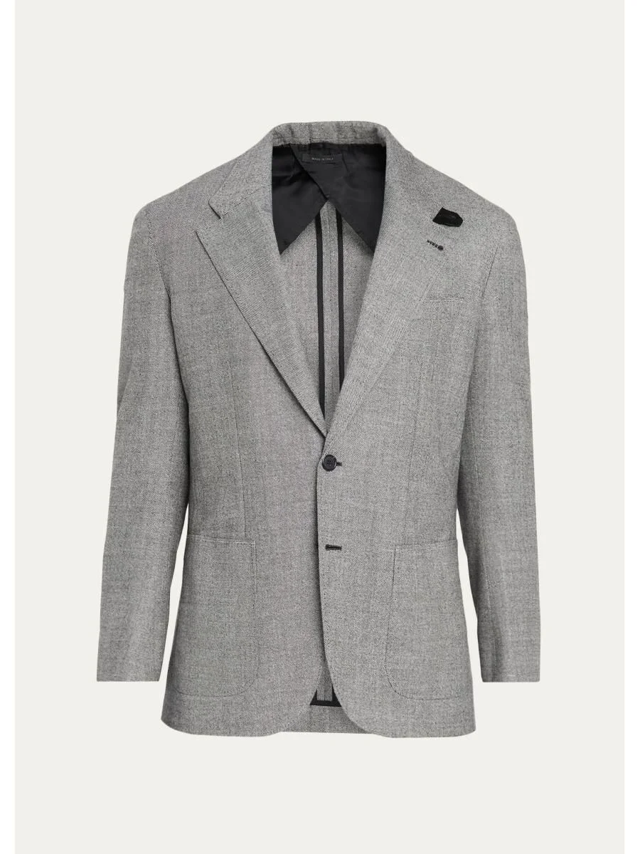 Men's Notch-Lapel Wool Blazer - 1
