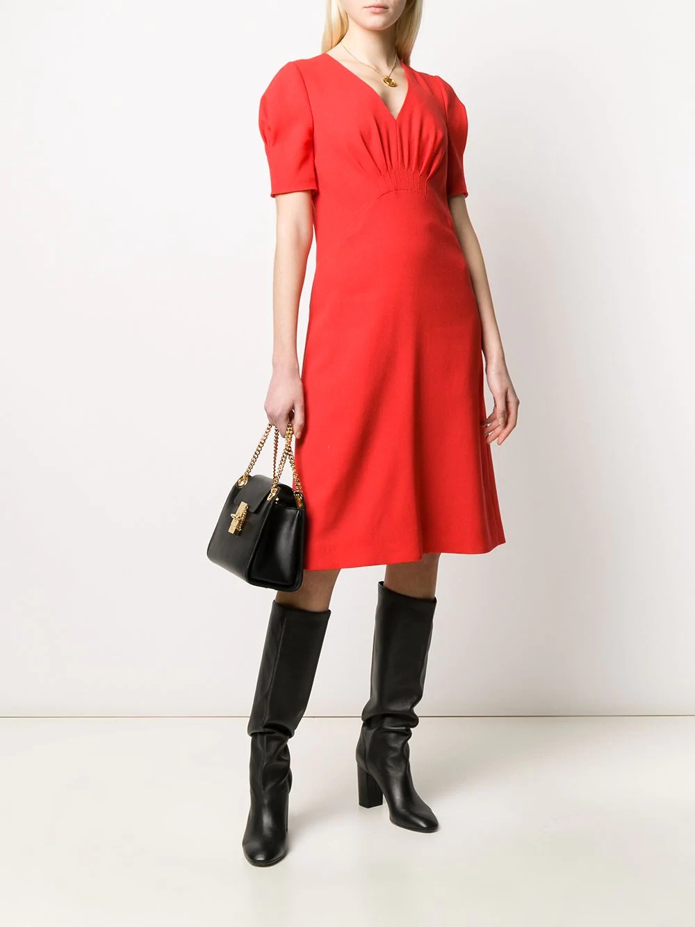 puffed sleeves midi dress - 2