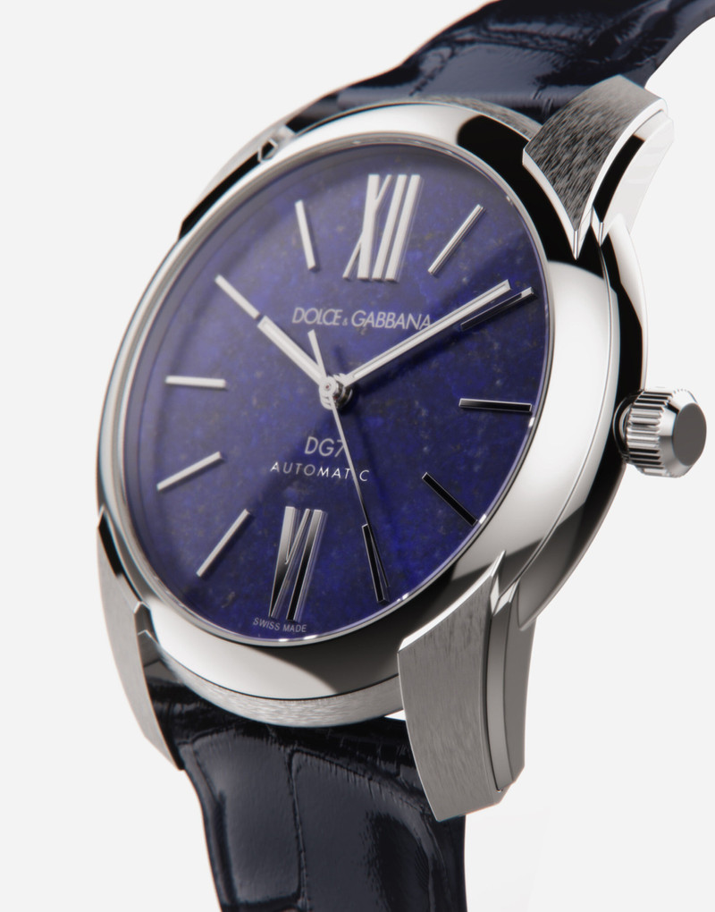Dolce & Gabbana DG7 watch in steel with lapislazuli outlook