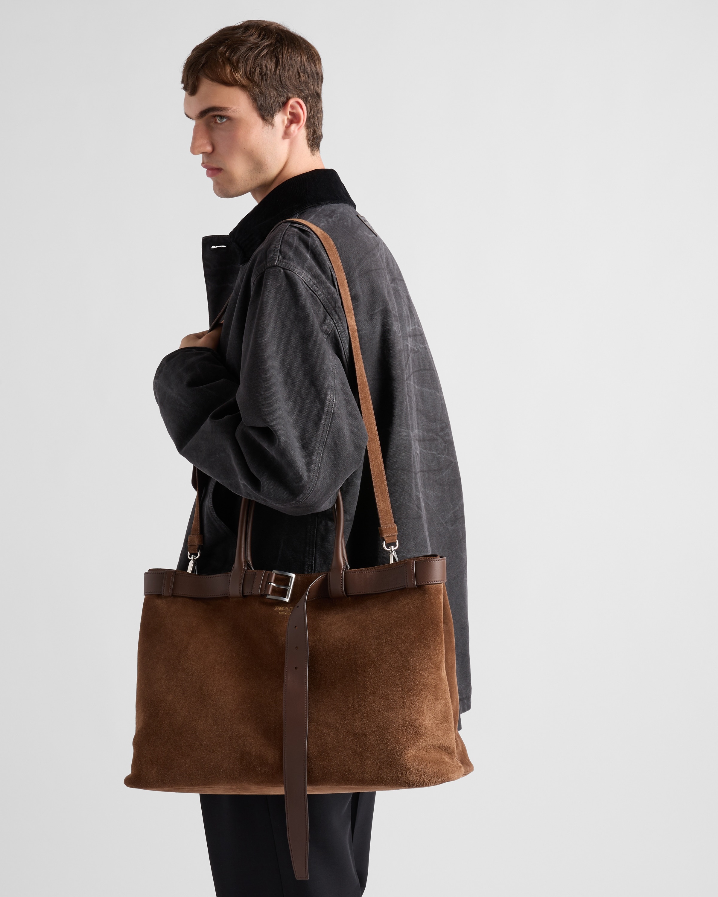 Prada Buckle suede bag with belt - 7