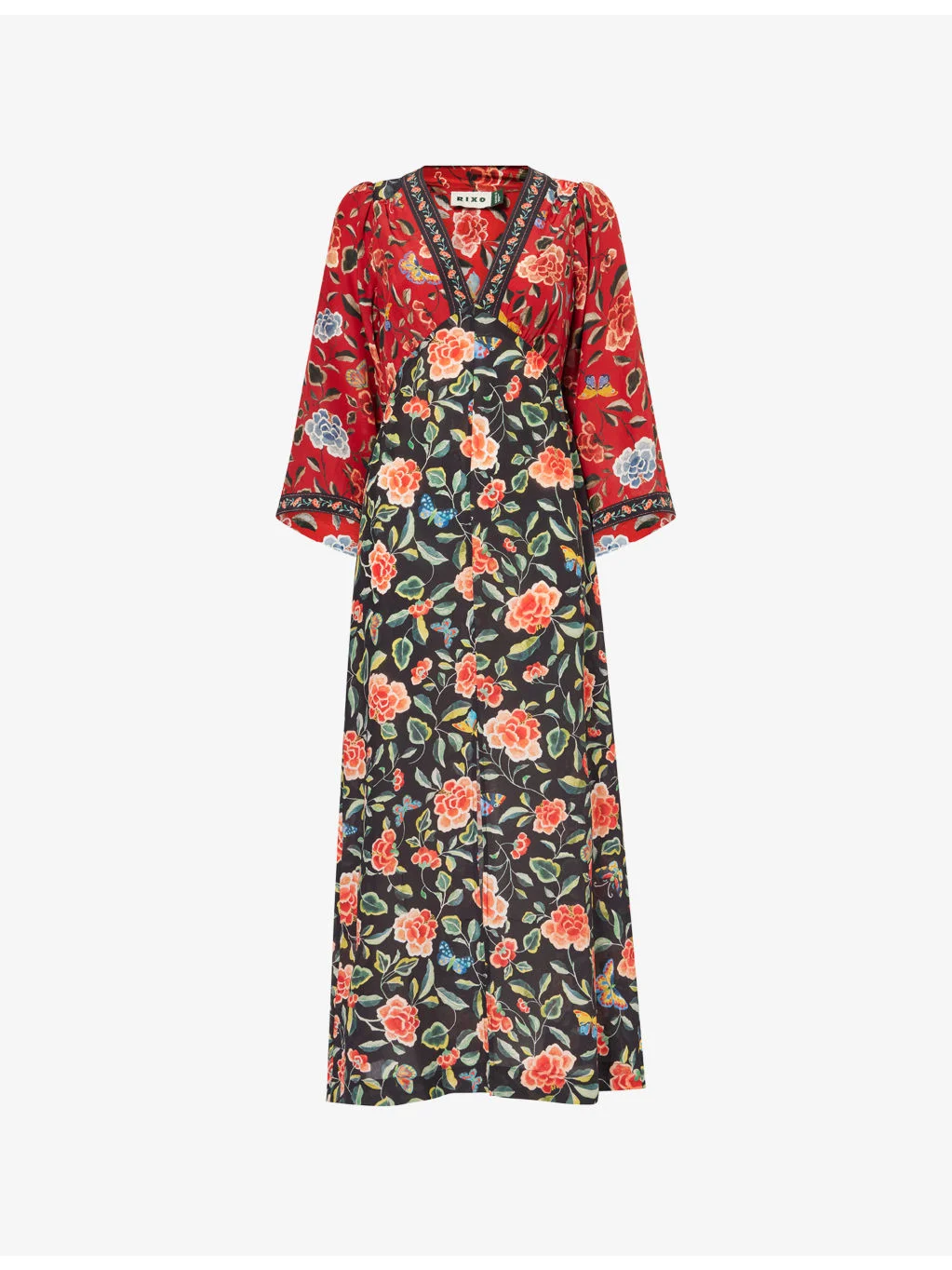 Dahlia Butterfly Silk Midi Dress - 1