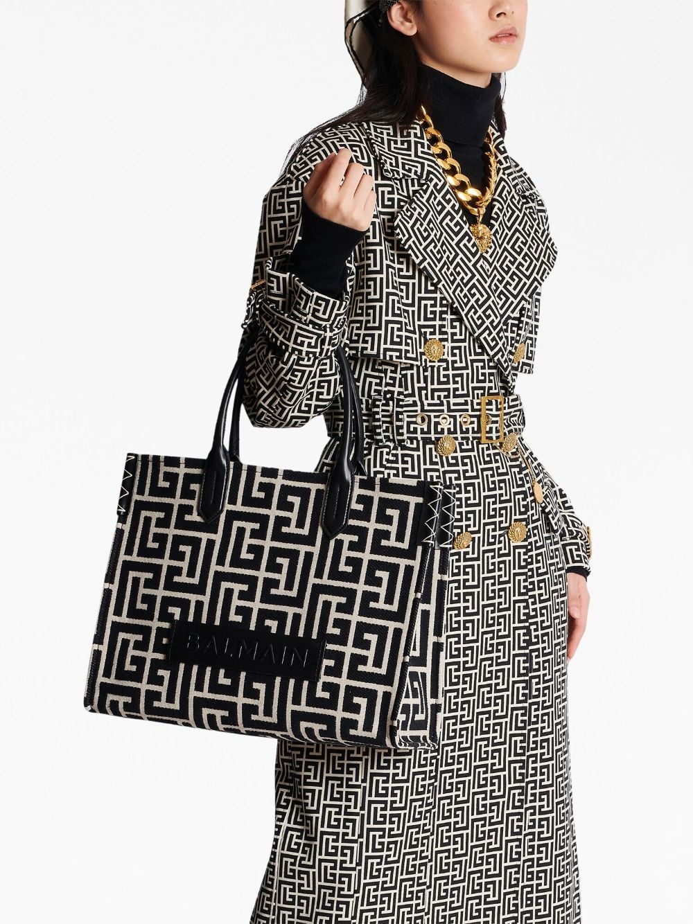 monogram-jacquard medium shopper bag - 3