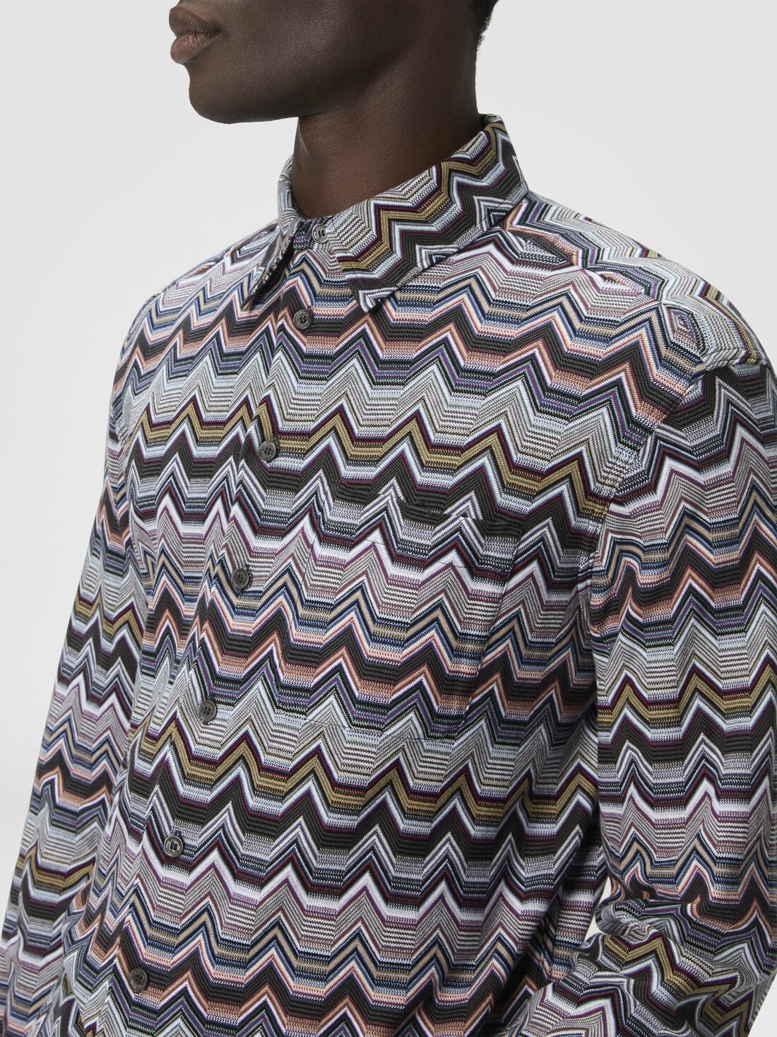 Long Sleeve Shirt with Geometric Zigzag - 5