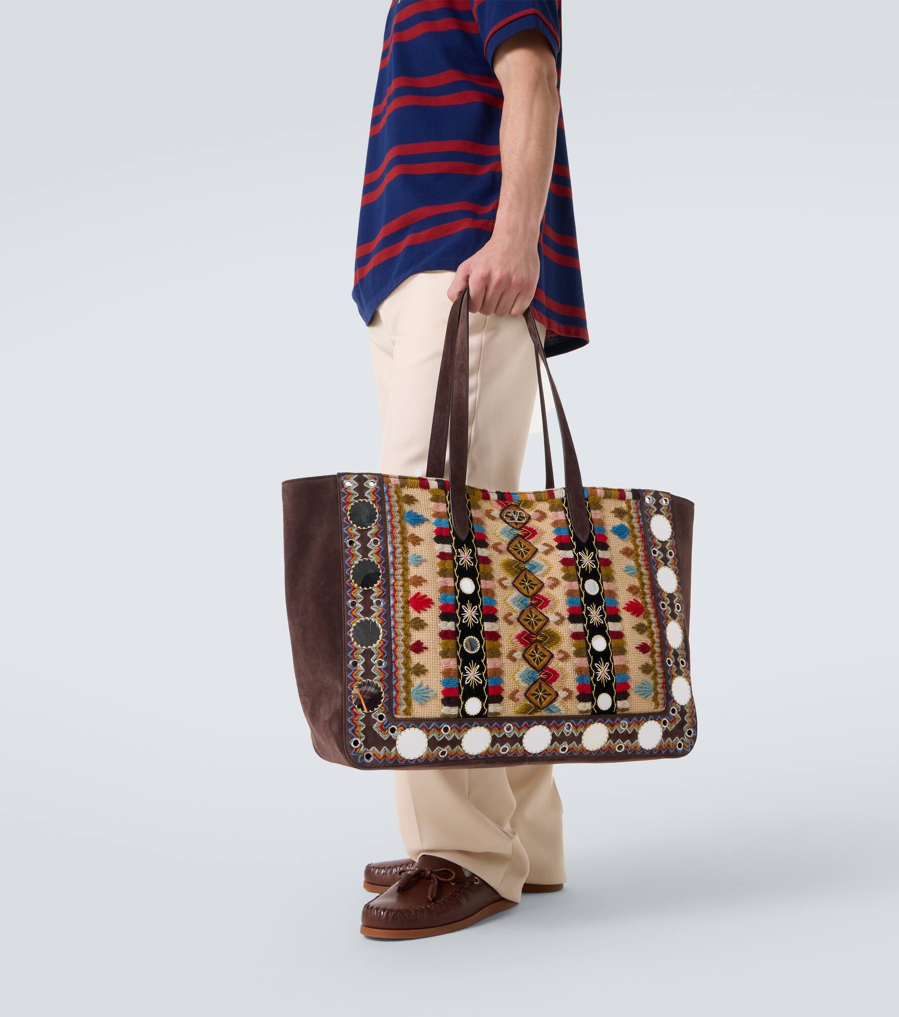 Nellcôte Large embroidered suede tote bag - 2